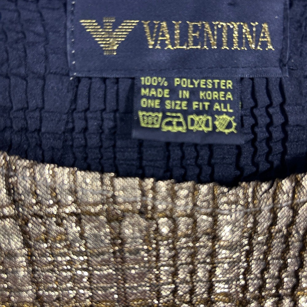 Vintage Valentina Metallic Gold Crinkle Pleated Top One Size Fit All - Picture 6 of 7